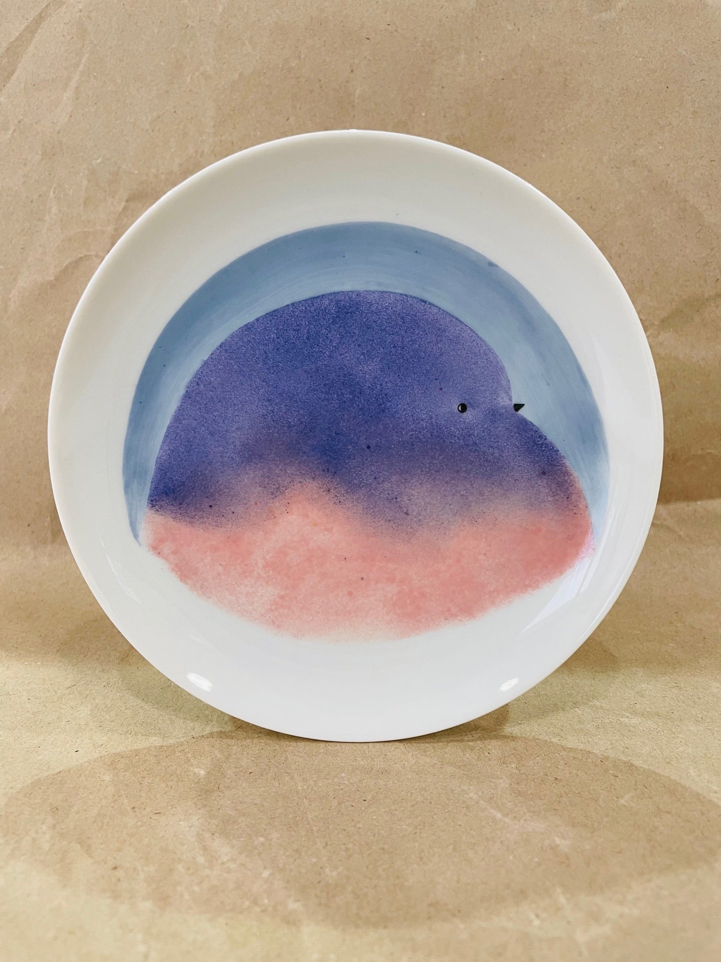 Assiette Oiseau Violet bleu et Rose