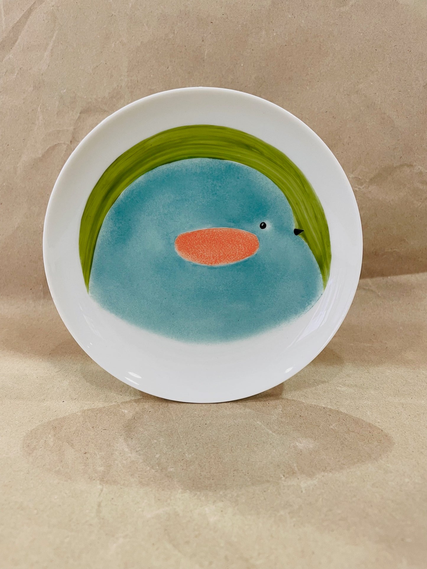 Assiette Oiseau Bleu Turquoise et Orange