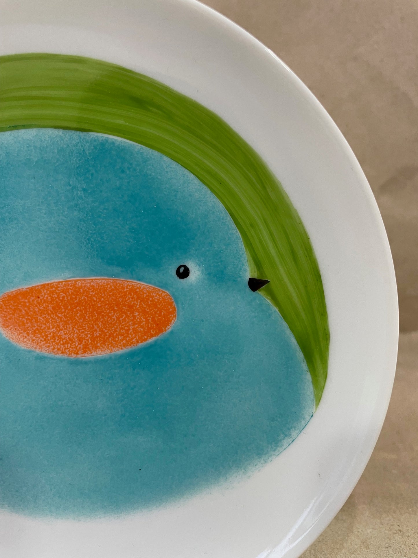 Assiette Oiseau Bleu Turquoise et Orange