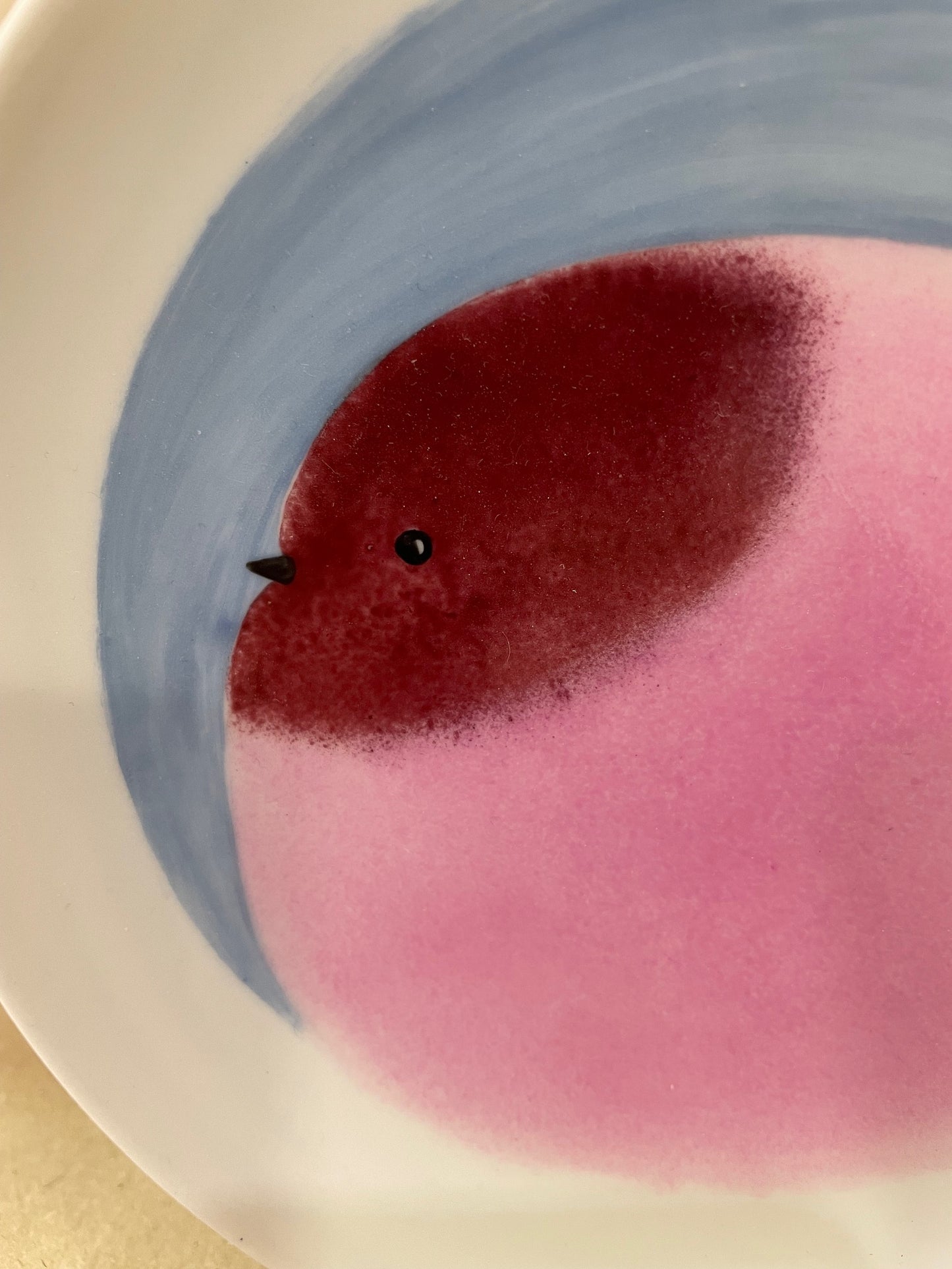 Assiette Oiseau Rose