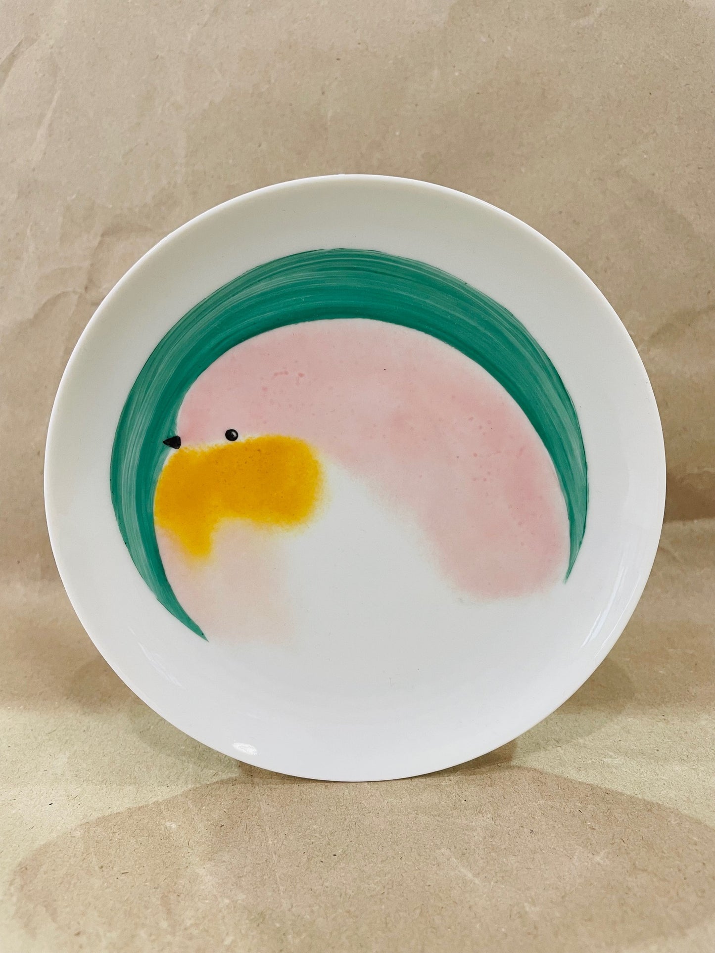 Assiette Oiseau Rose