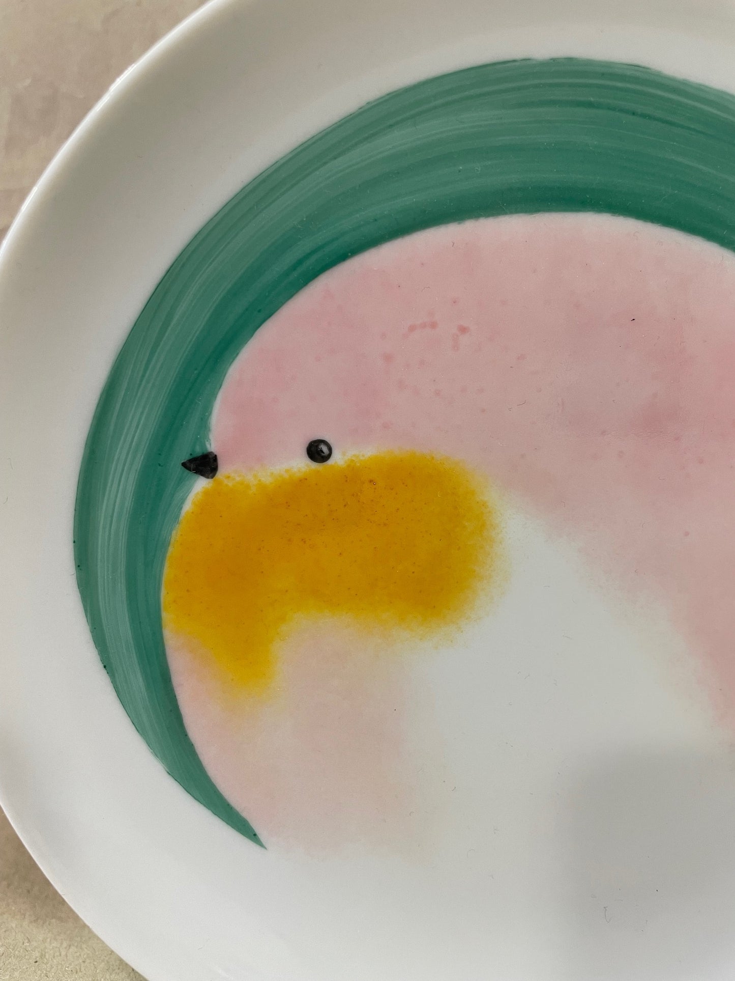 Assiette Oiseau Rose