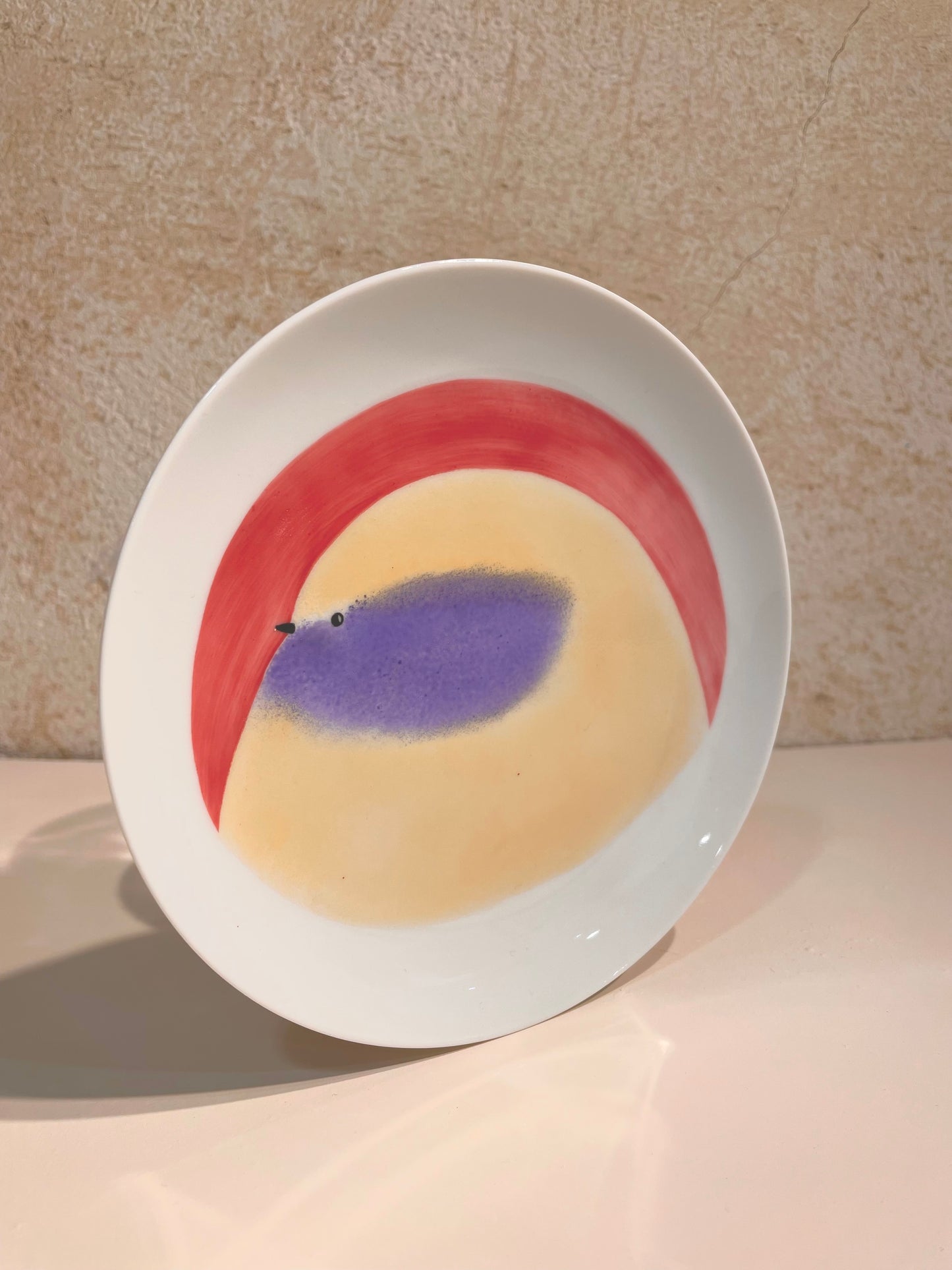 Assiette Oiseau Ivoire et Bleu