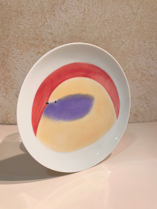 Assiette Oiseau Ivoire et Bleu