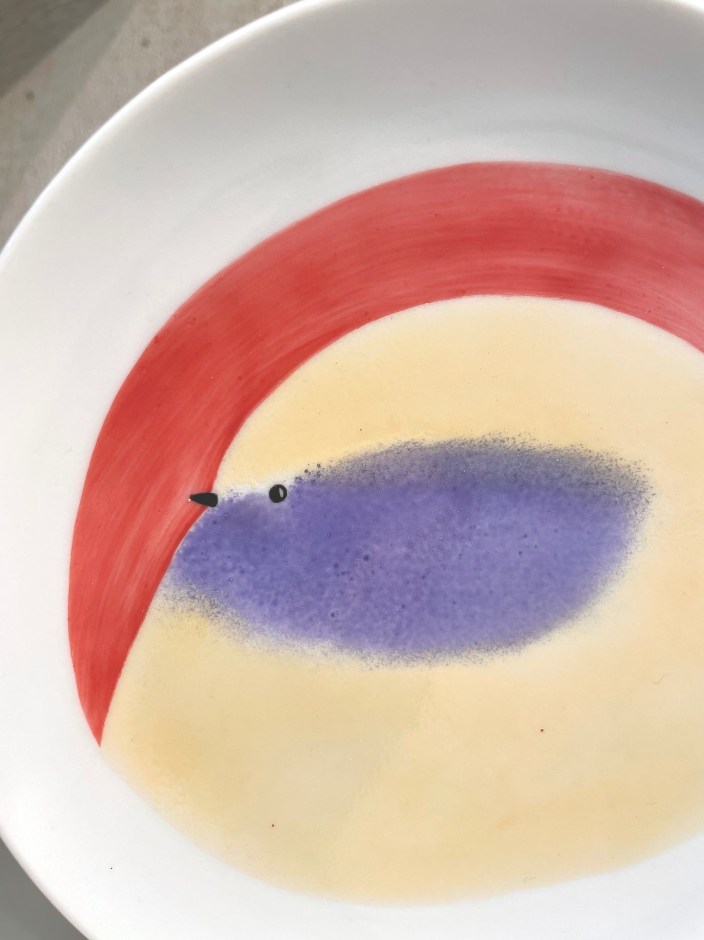 Assiette Oiseau Ivoire et Bleu