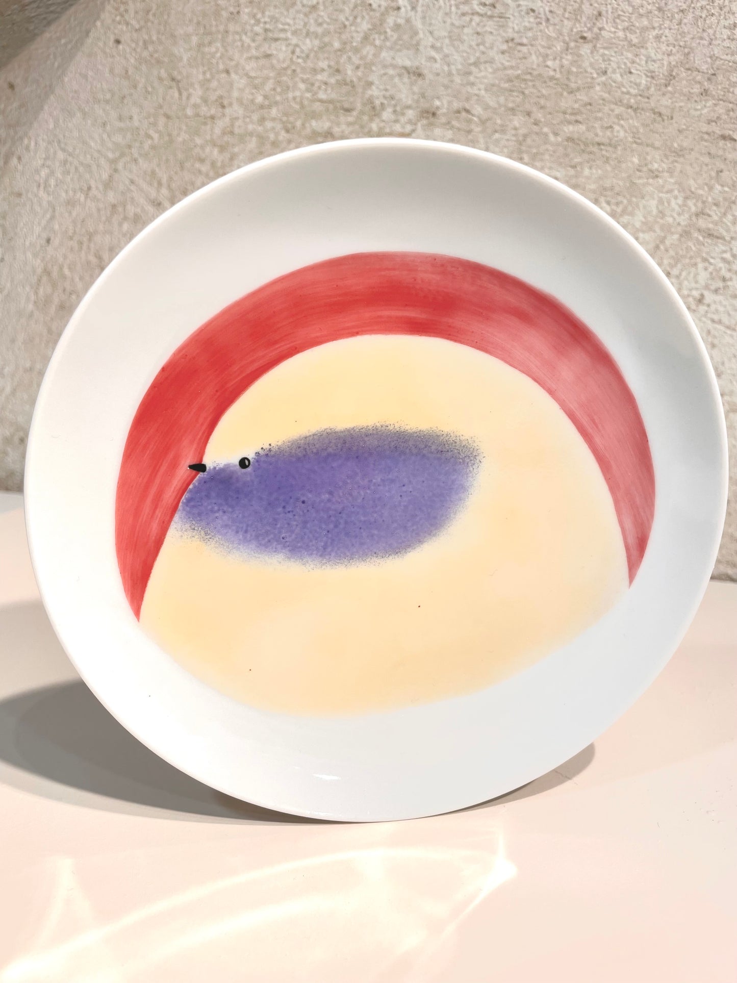 Assiette Oiseau Ivoire et Bleu