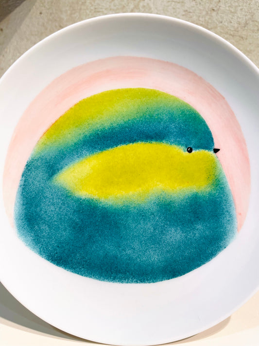 Assiette Oiseau Emeraude et Vert
